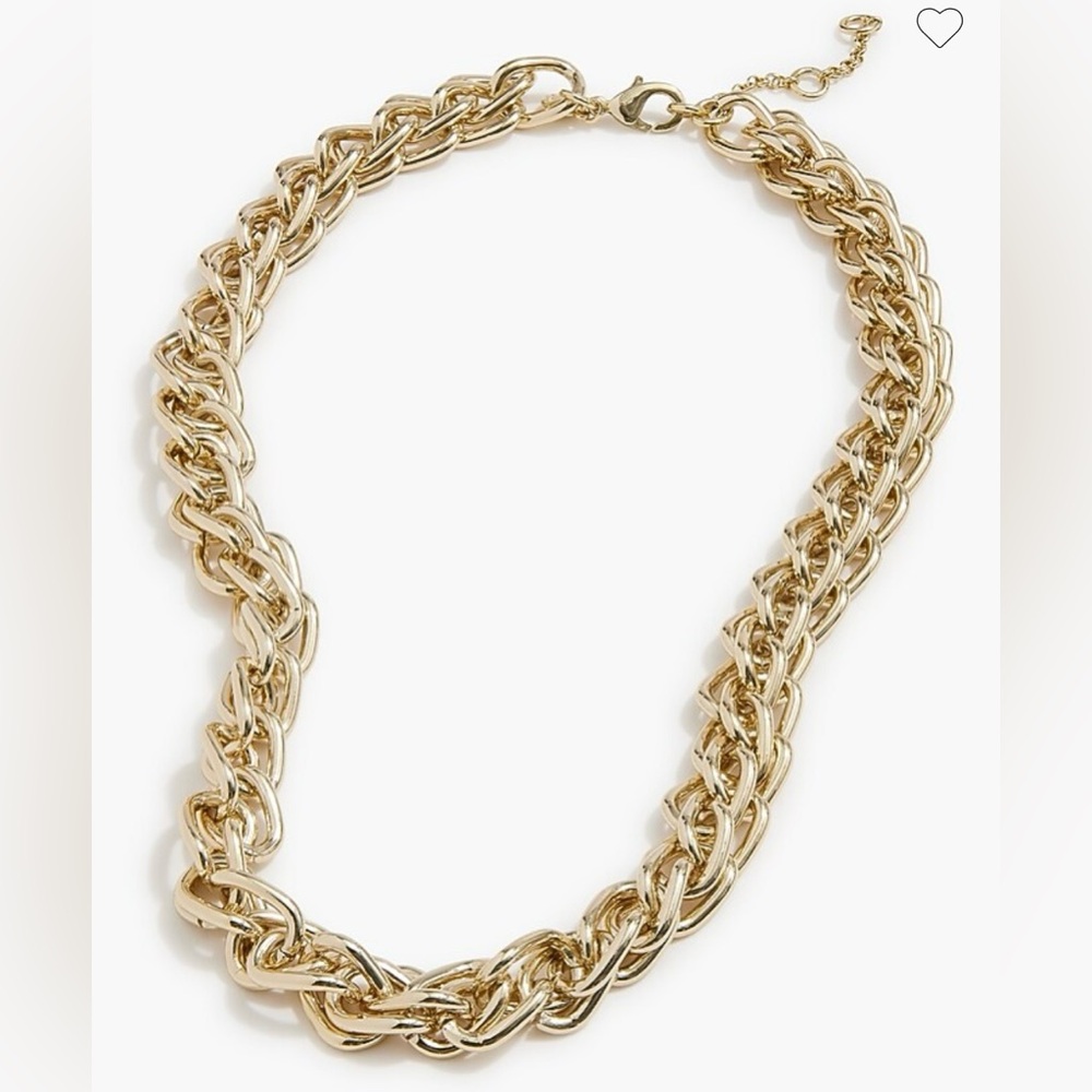 J CREW Factory Gold Tone Chunky Double Link 18" Plus Extender Preppy Necklace